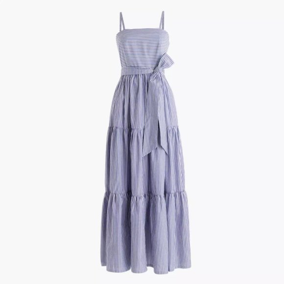 J.Crew Tiered maxi dress in stripe LAGOON WHITE - Picture 7 of 7